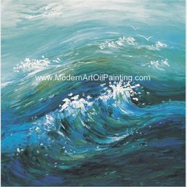 Σύγχρονο αφηρημένο χειροποίητο κύμα θάλασσας ζωγραφικής τέχνης, τέχνη τοίχων καμβά Strectched